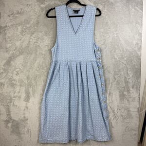 Vintage Mizz Lizz Denim Jumper Dress Button V Neck Women's Small 90s Cottagecore